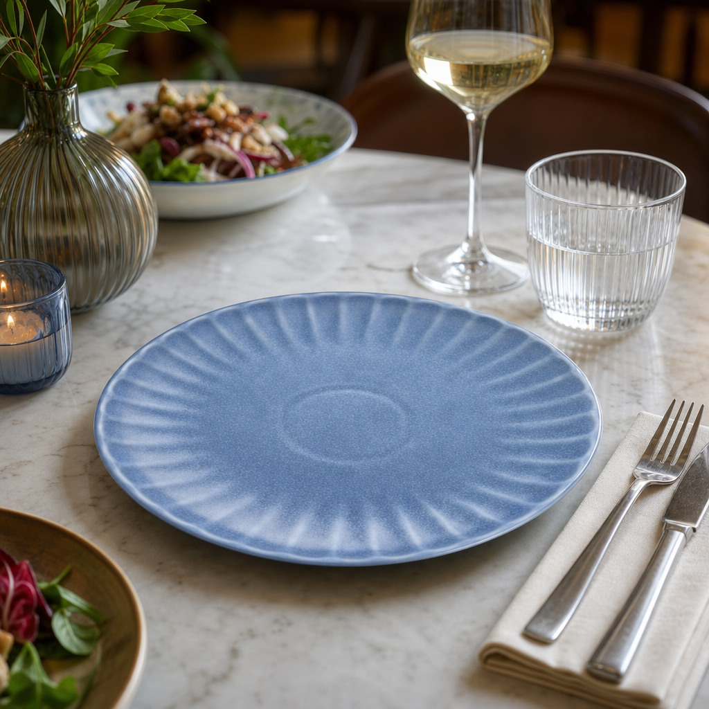 Plates 205mm Blue Porcelain for Creative Dining (Pack of 6)