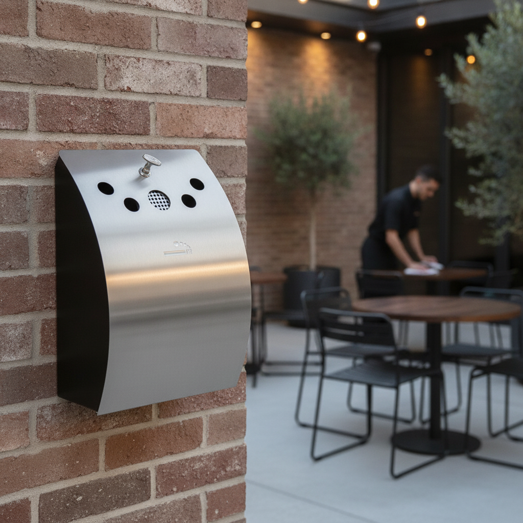 Stainless Steel Wall Mounted Ashtray 3.1L for Outdoor Venues