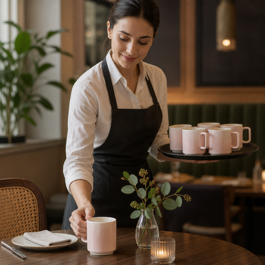 Porcelain Pink Cups 168ml for Stylish Table Settings (Pack of 6)