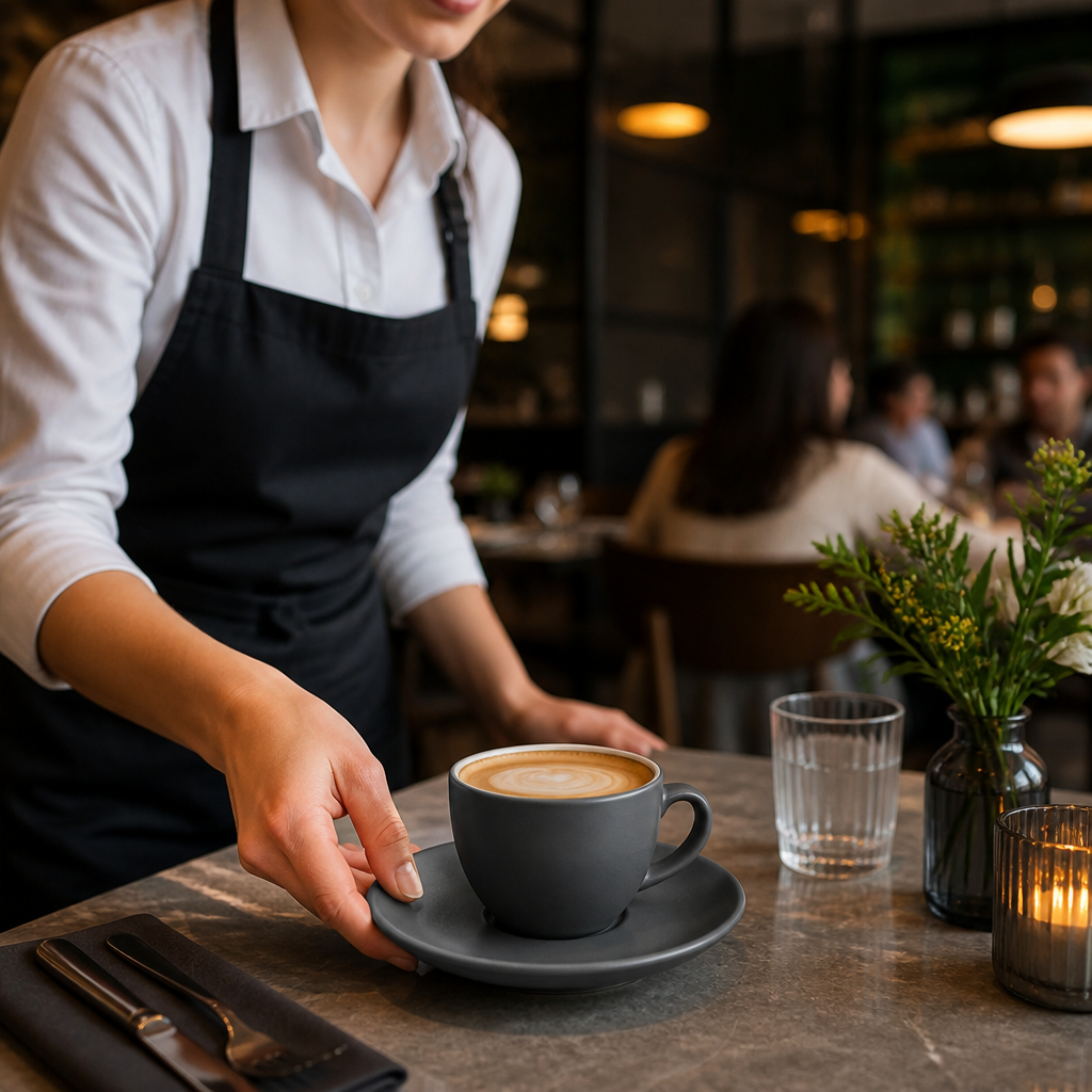 Saucers Charcoal Stoneware for Beverage Service (Pack of 12)