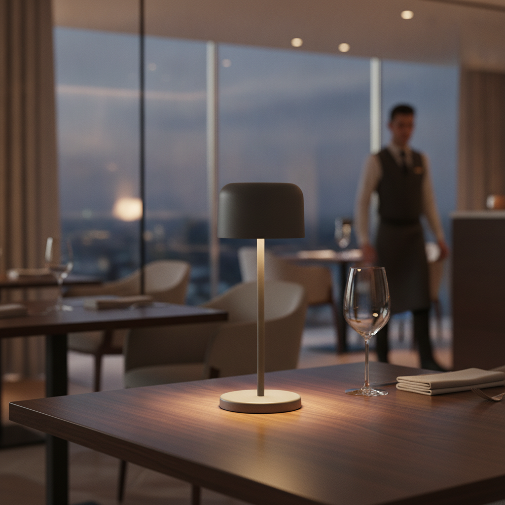 Aluminium & Plastic Round Dome Table Lamp 200mm for Indoor & Outdoor Use