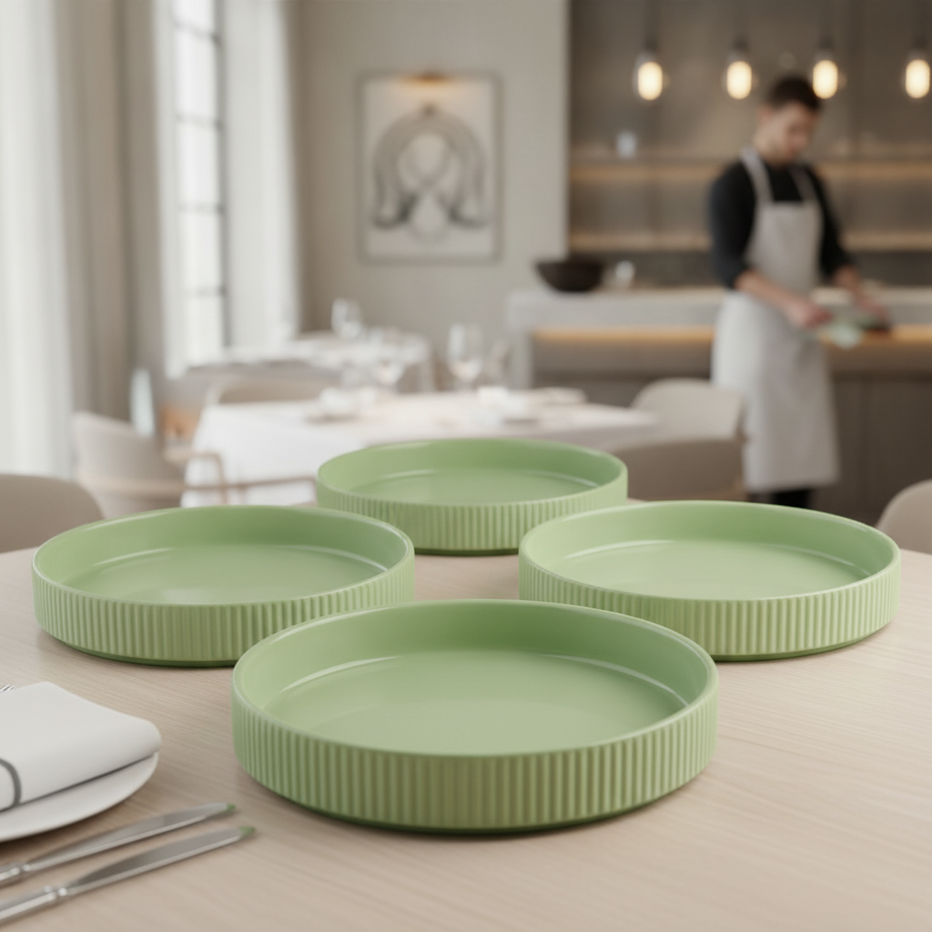 Porcelain Walled Plates 200mm for Catering & Hospitality (Pack of 3)