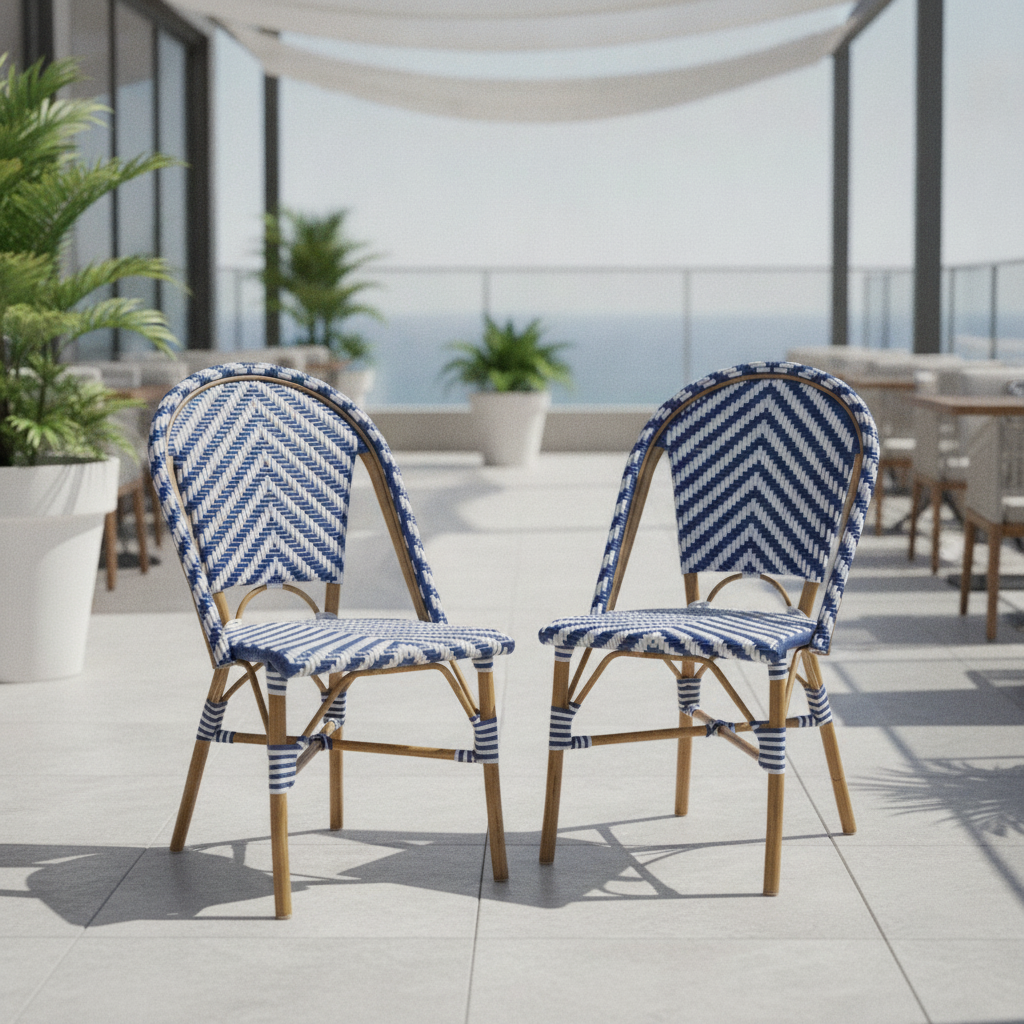 Aluminium Blue Rattan Side Chairs 890x564mm for Outdoor Use (Pack of 2)