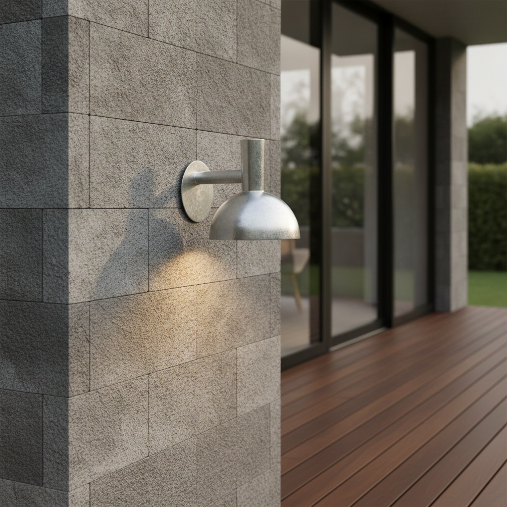 Galvanised Steel Wall Light for Outdoor Spaces