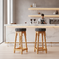 Rubber Wood High Bar Stools with Black Diamond Seat 770x345mm for Pubs & Cafés (Pack of 2)