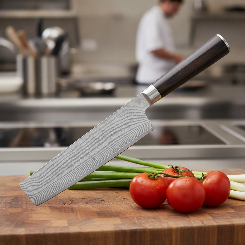 High Carbon Stainless Steel Nakiri Knife 16.5cm for Professional Kitchens