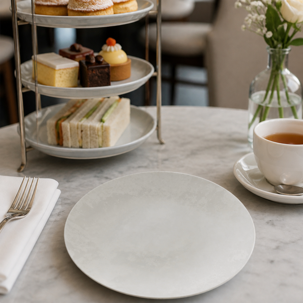 Crushed Velvet Coupe Plates 209mm Bone China for Afternoon Tea (Pack of 6)