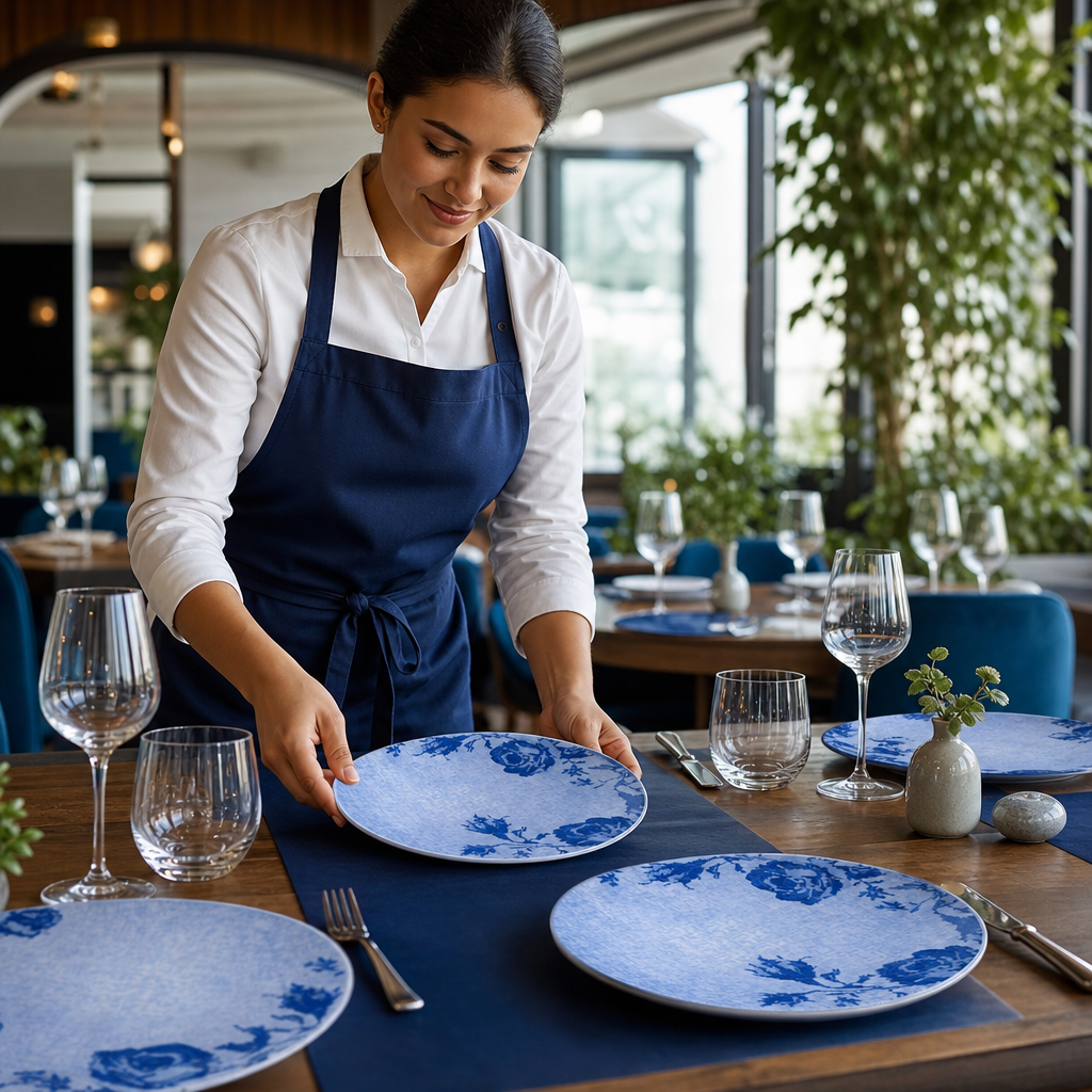 Coupe Plates 280mm Blue Porcelain for Elegant Dining (Pack of 6)