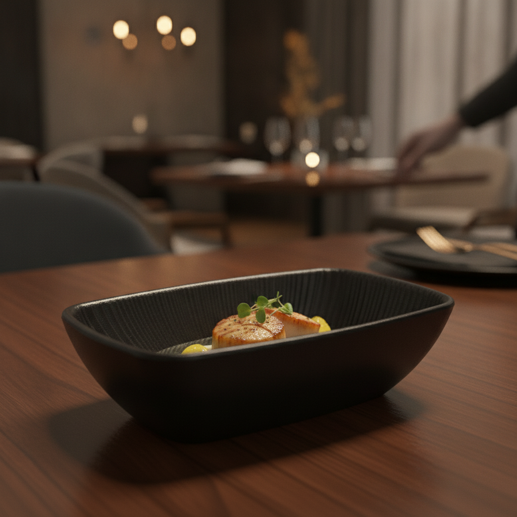 Melamine Black Bowl 350ml for Stylish Dining