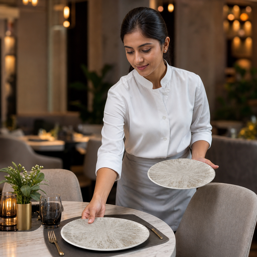 Plates 228mm Grey Vitrified Ceramic for Dining (Pack of 12)