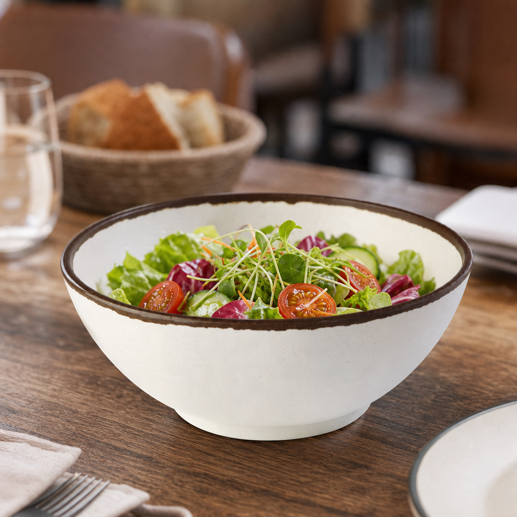 Durable Melamine Bowl 210mm with Cream Finish for Food Service