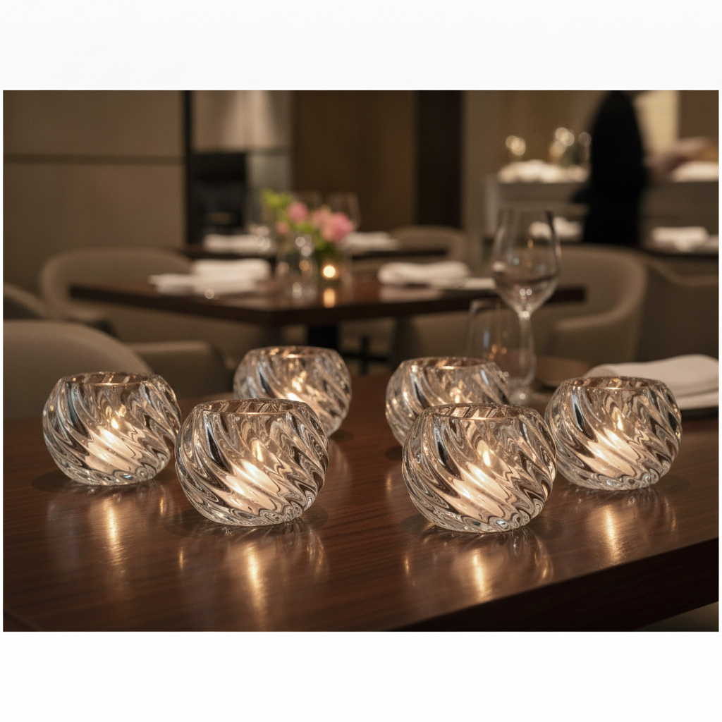 Soda Lime Swirl Nightlight Holders 66mm for Elegant Table Settings (Pack of 6)