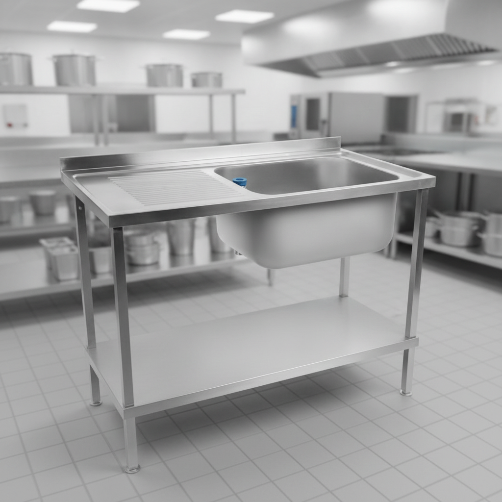 304 Stainless Steel Sink with Left Hand Drainer 1500mm for Commercial Kitchens