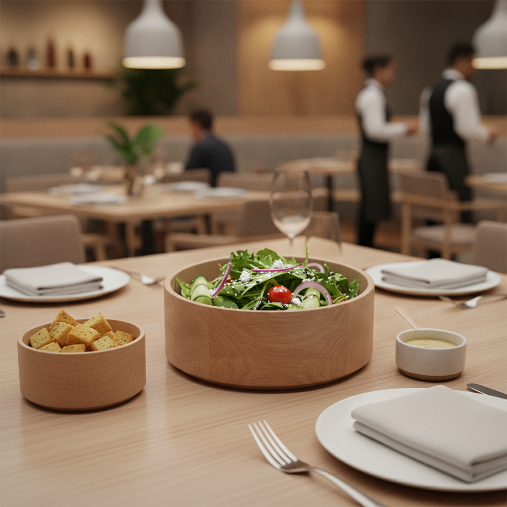 Lacquered Oak Wood Bowl 160mm for Serving Salads & Snacks
