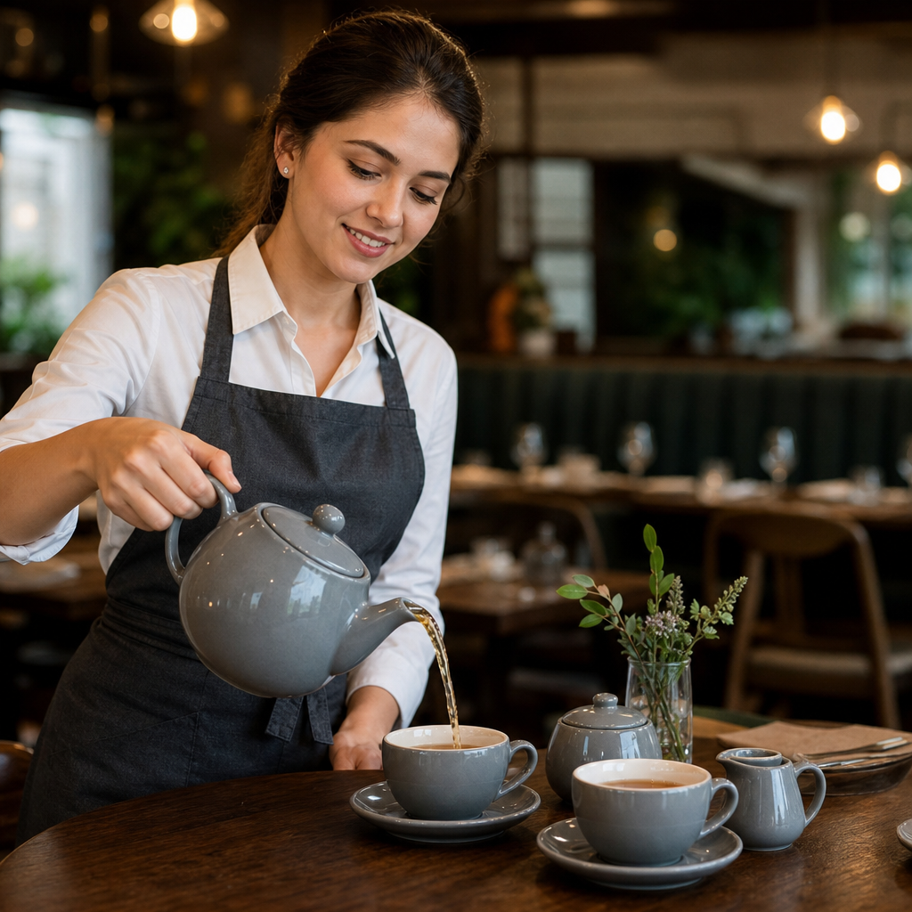 Stoneware Grey Teapots 450ml for Table Service (Pack of 2)