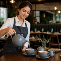 Stoneware Grey Teapots 450ml for Table Service (Pack of 2)