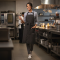 Cotton Grey Bib Apron for Food Service Staff