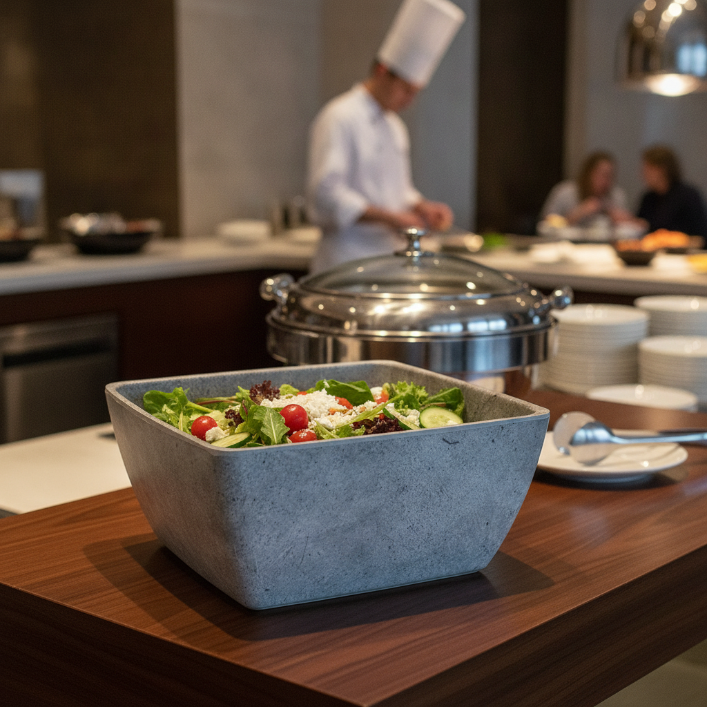 Melamine Grey Squared Bowl 3L for Buffet Service