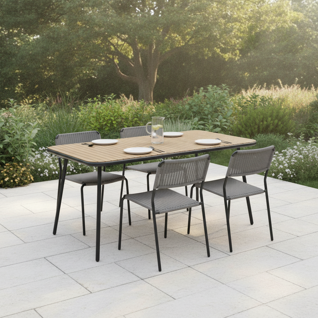 Powder Coated Steel Rectangular Dining Table 755mm for Indoor & Outdoor Use