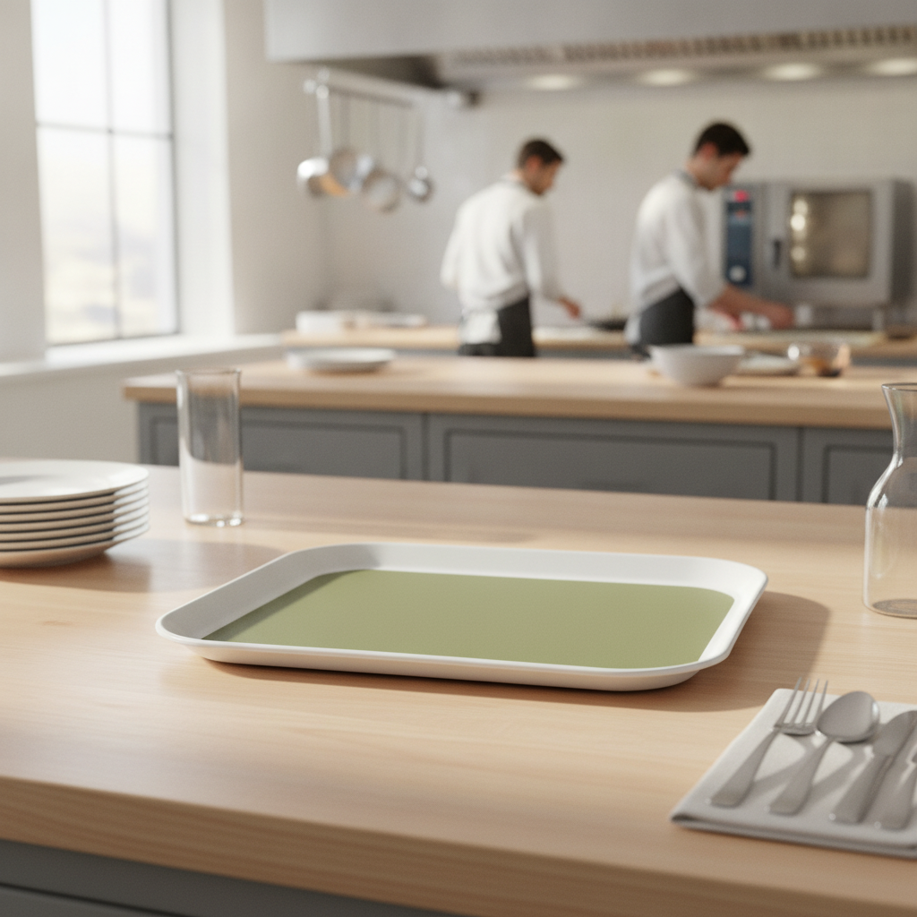 Polyester Sage Green Canteen Tray 430mm for Cafés & Restaurants