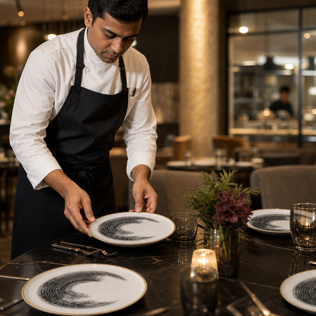 Walled Plates 260mm Black Vitrified Ceramic for Dining (Pack of 6)