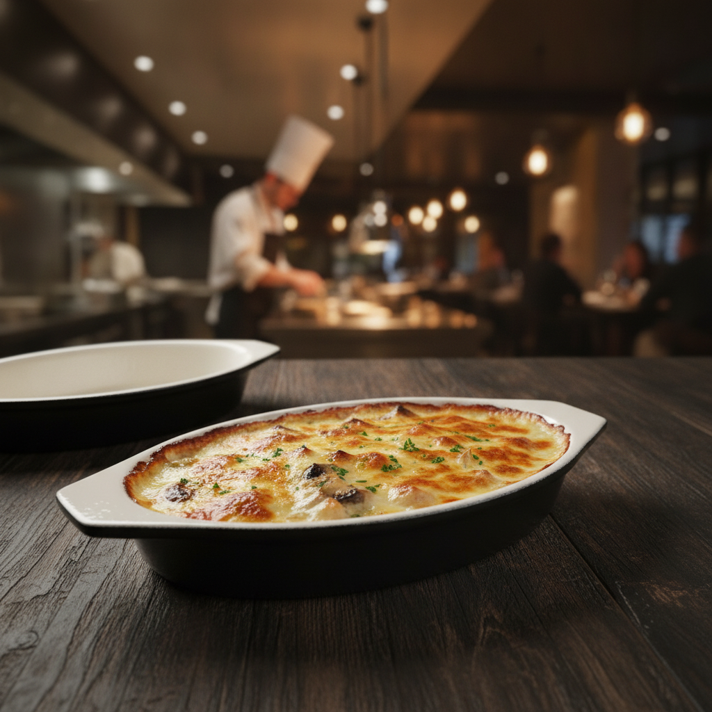Cast Iron Oval Gratin Dish 650ml for Cooking & Baking