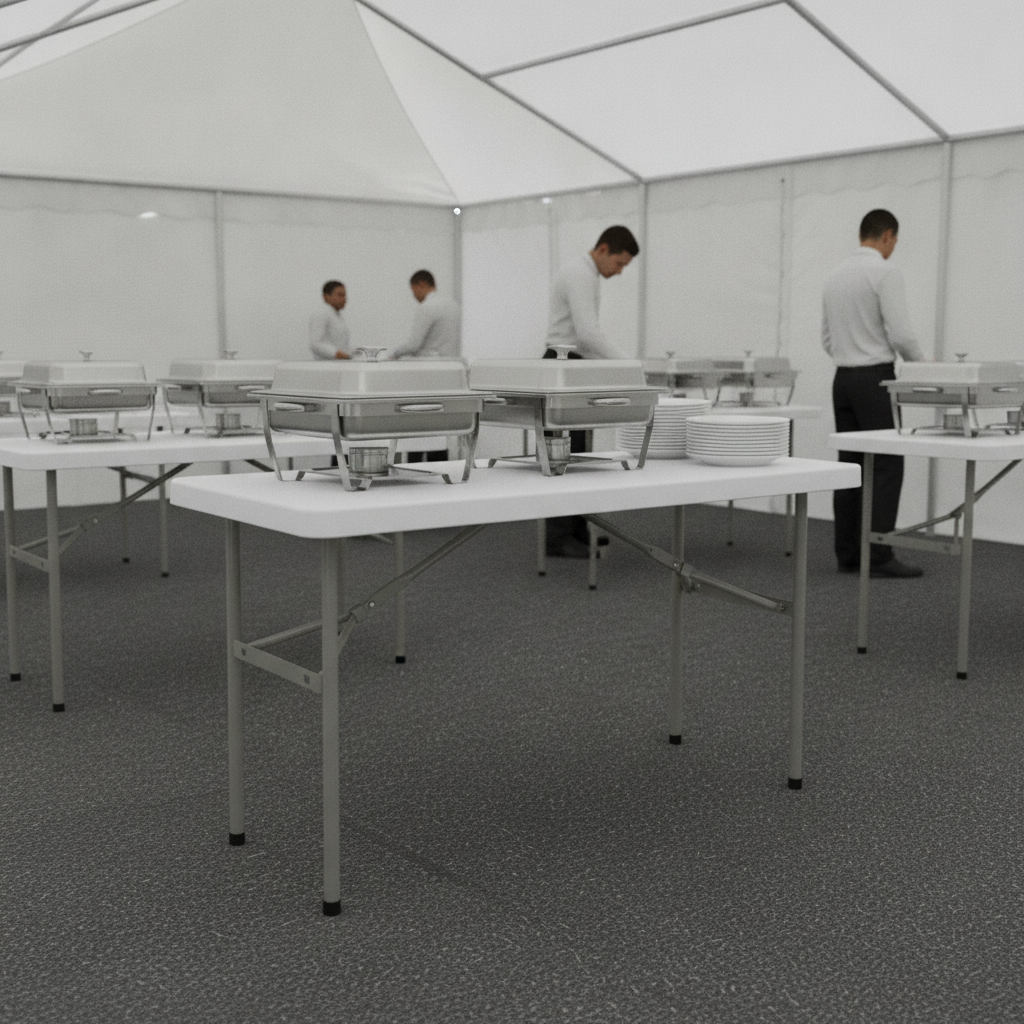 High-Density Polyethylene Rectangular Folding Table 4ft for Mobile Catering