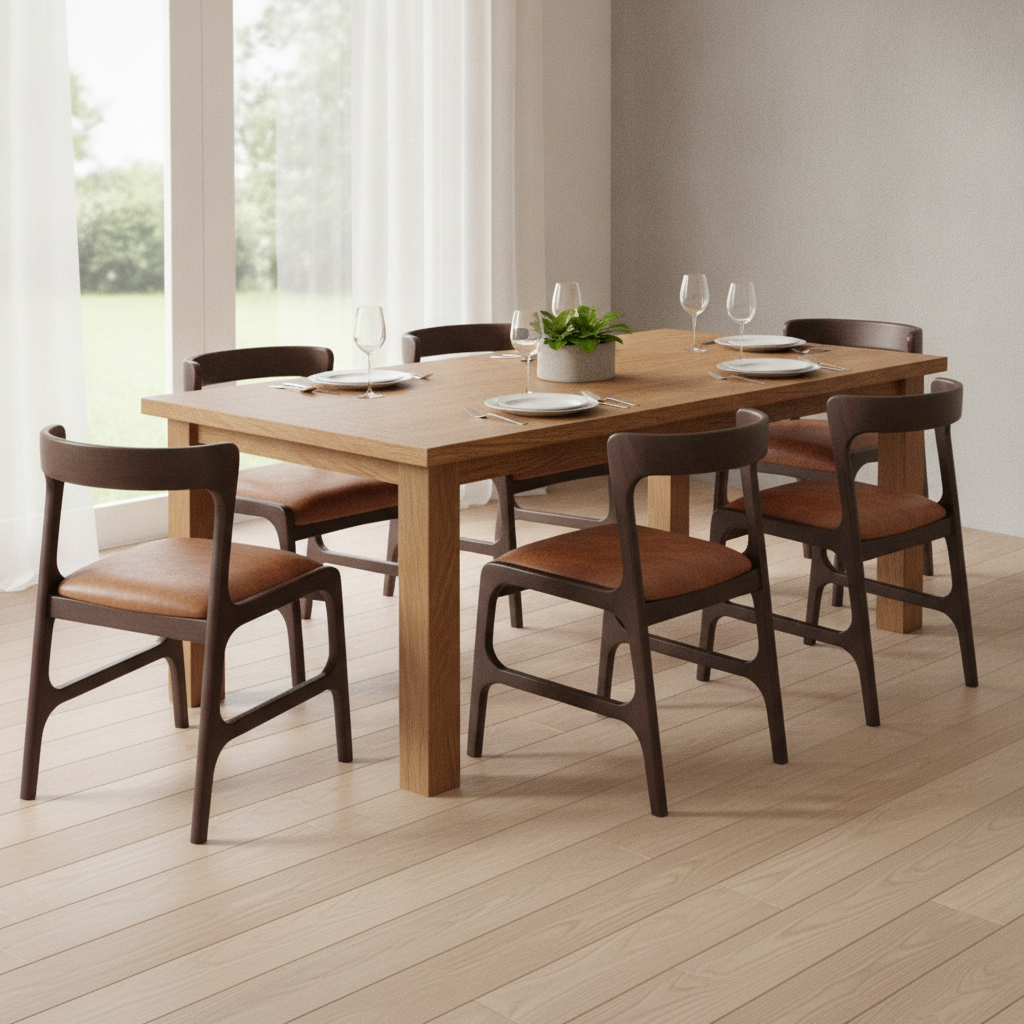Rubber Wood Dining Chairs in Brown 760x480mm for Elegant Seating (Pack of 6)
