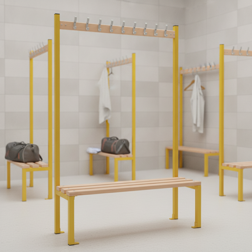 Powder Coated Steel Single-sided Island Seating for Changing Rooms