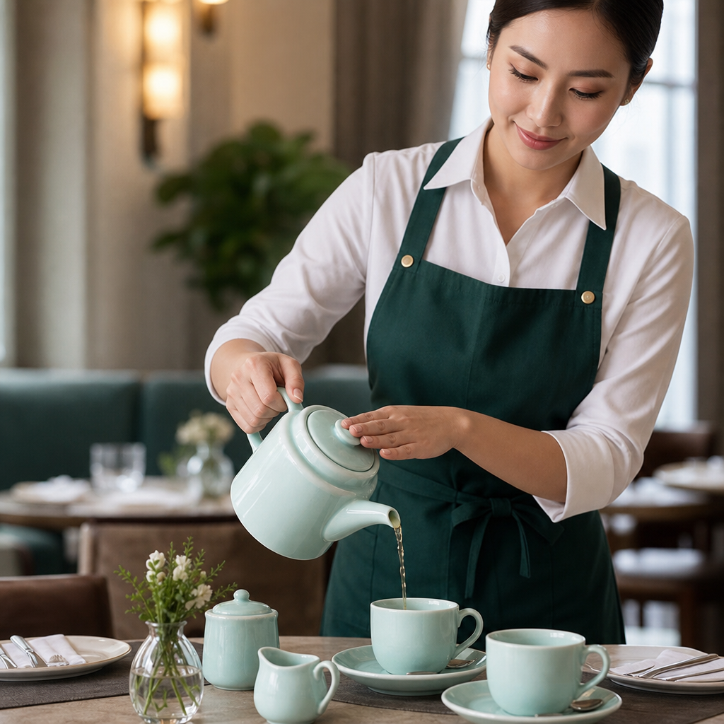 Porcelain Tea Pots 450ml in Mint for Elegant Dining (Pack of 2)