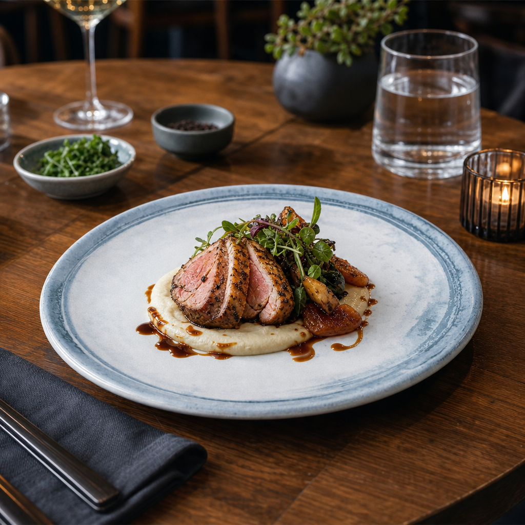 Plates Blue 254mm White China for Professional Use (Pack of 12)
