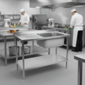 304 Stainless Steel Left Hand Drainer Sink 1500mm for Commercial Kitchens