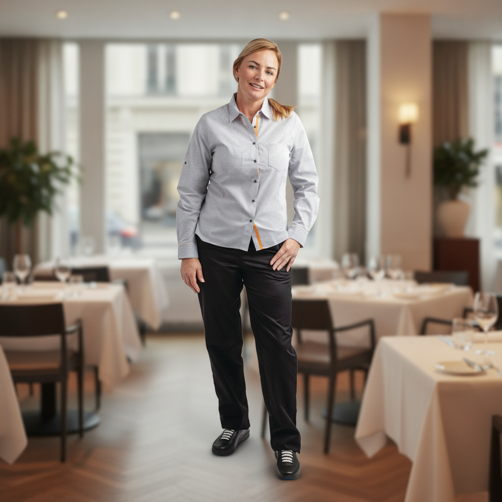 Polycotton Check Women's Shirt Size 12 for Hospitality