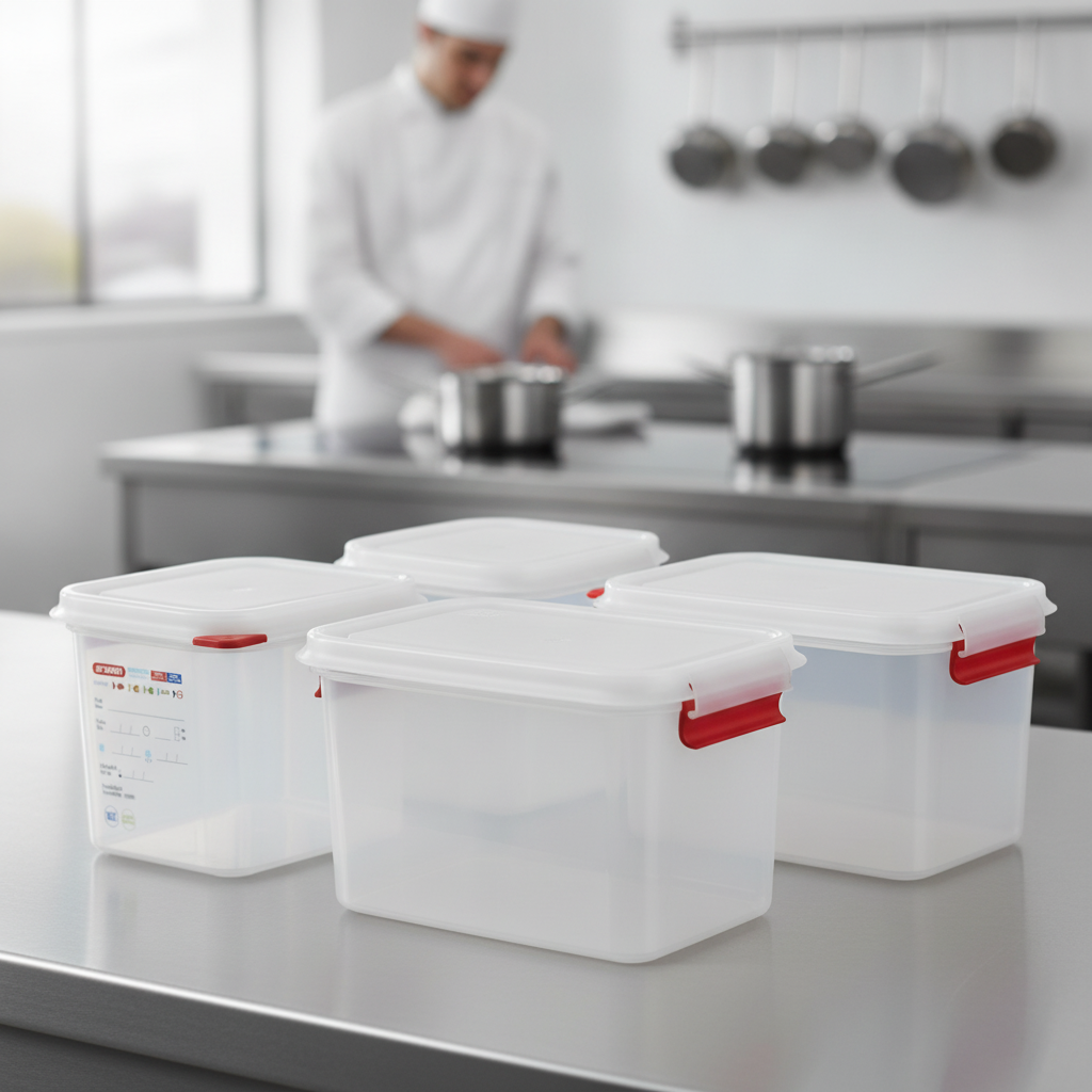 Polypropylene 1/4 Gastronorm Food Containers 4.3L for Professional Kitchens (Pack of 4)