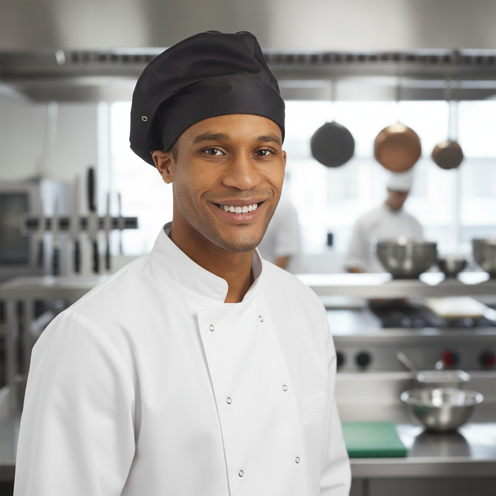 Polycotton Black Chef's Toque Hat for Professional Kitchens