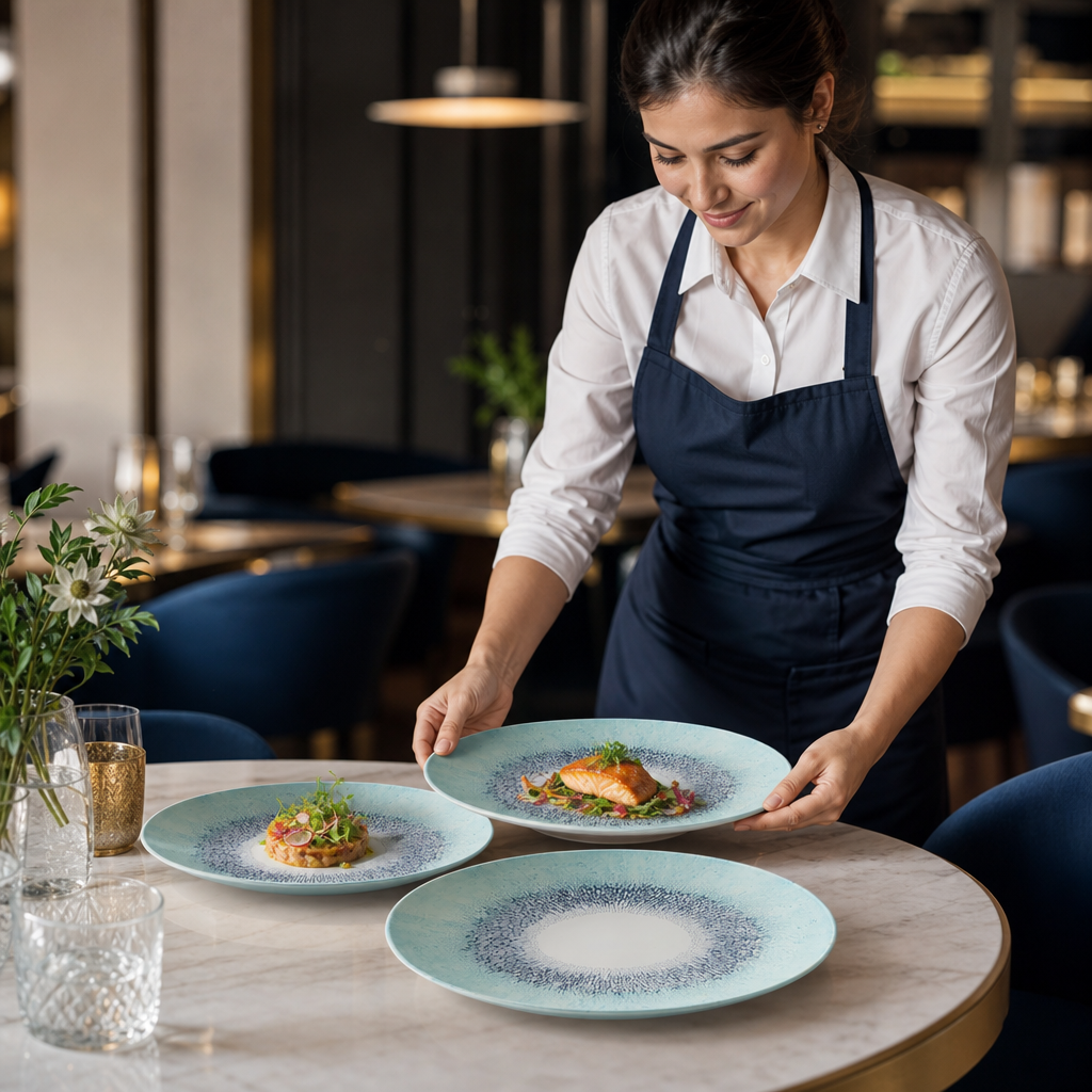 Coupe Plates 248mm Blue Vitrified Ceramic for Dining (Pack of 12)