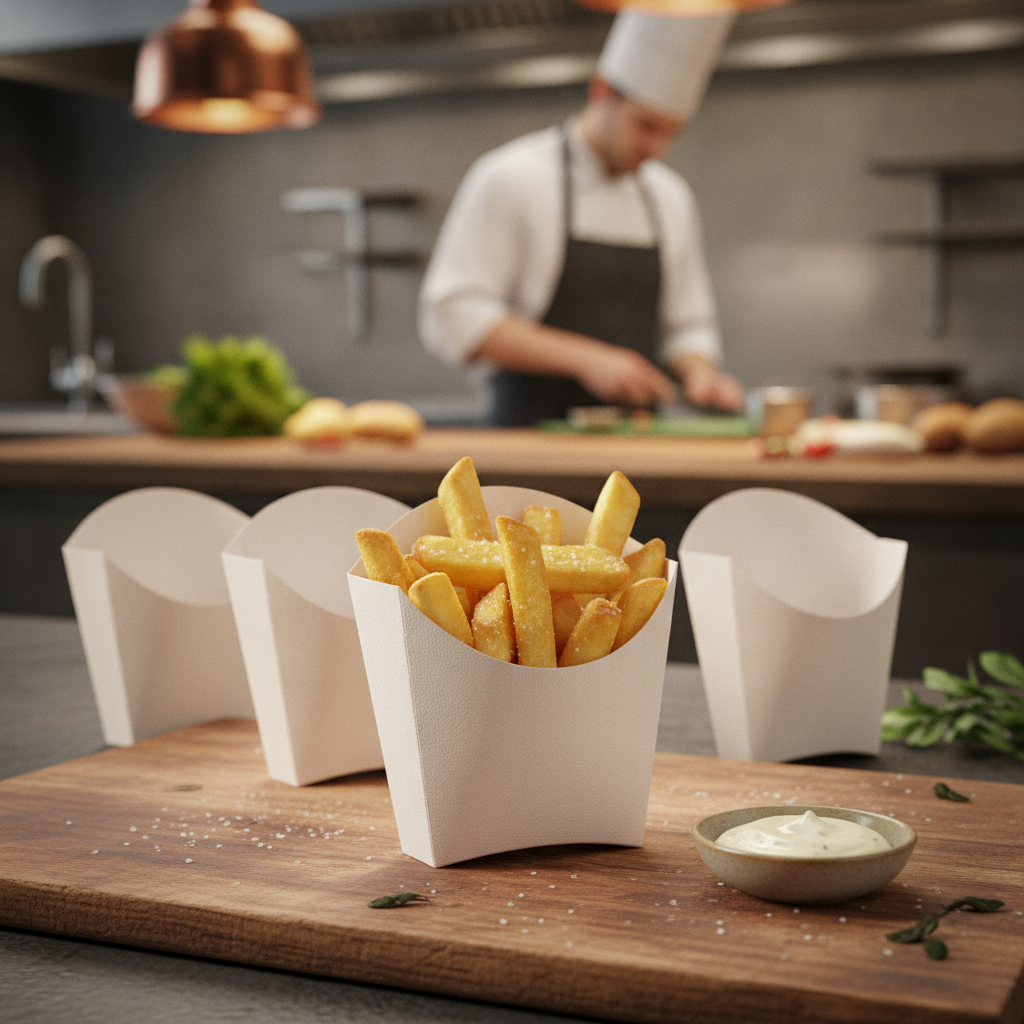 Paperboard Chip Scoops with Natural Seaweed Coating for Takeaway Food (Pack of 500)