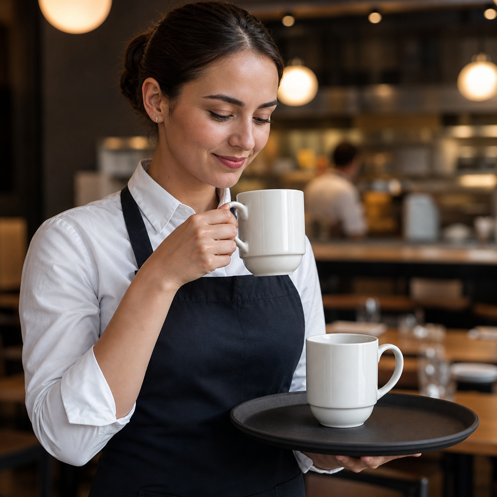 Stacking Mugs 325ml Porcelain for Cafés & Restaurants (Pack of 36)