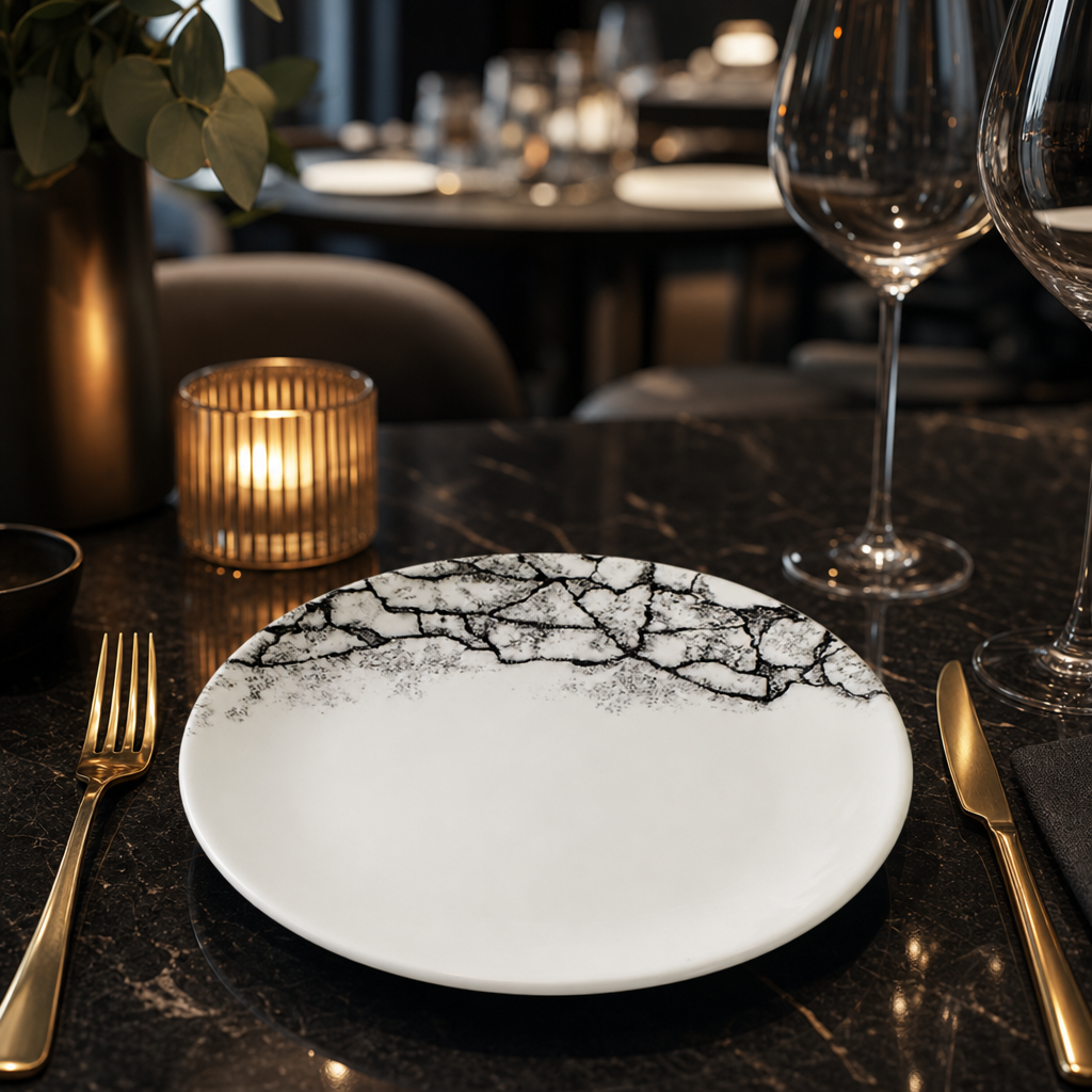 Coupe Plates 165mm Black Vitrified Ceramic for Modern Table Settings (Pack of 12)