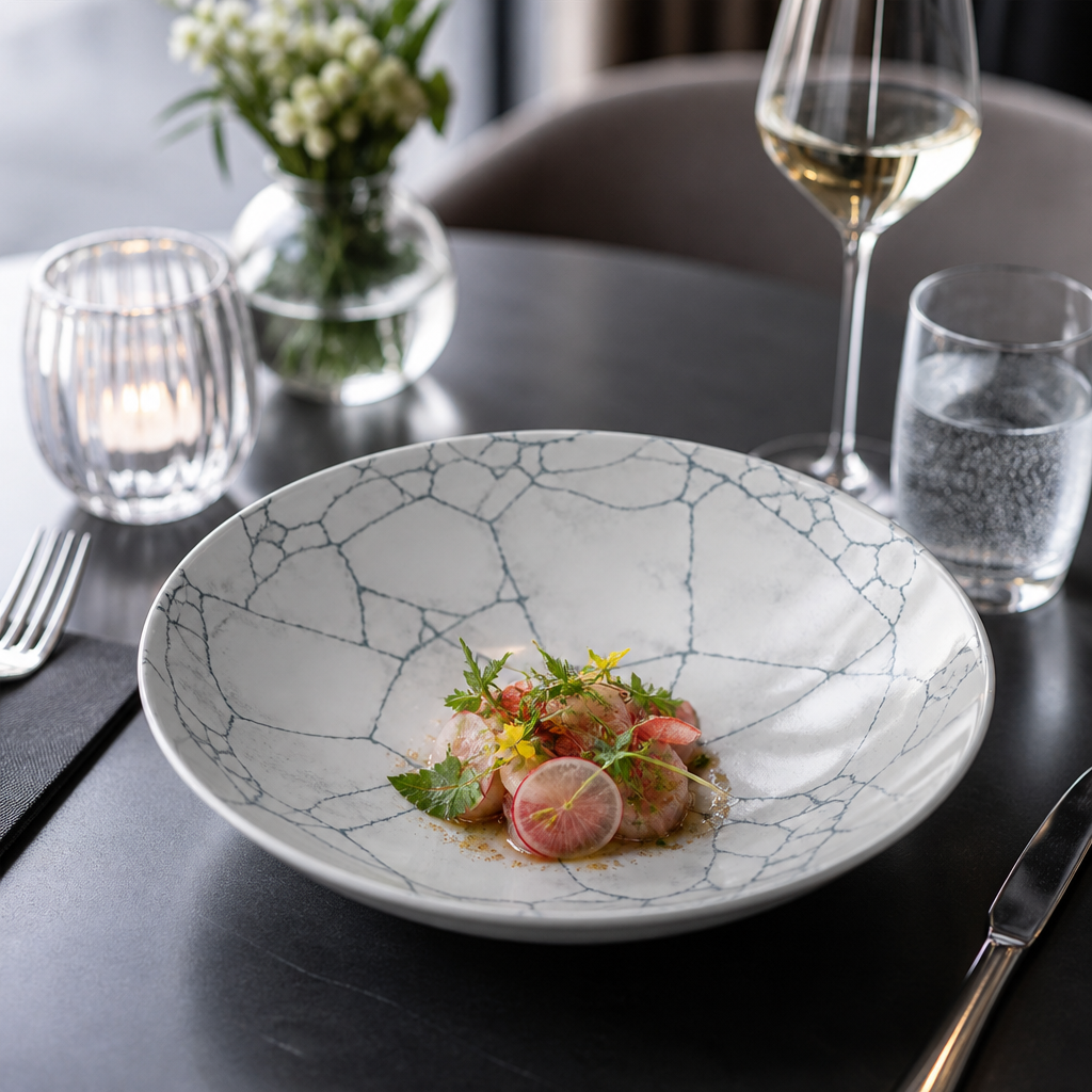 Kintsugi Pearl Evolve Coupe Bowls 248mm for Dining & Entertaining