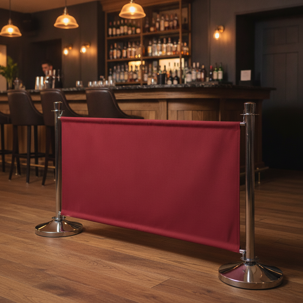 Red Polyester Canvas Barrier 700x1430mm for Pubs & Events