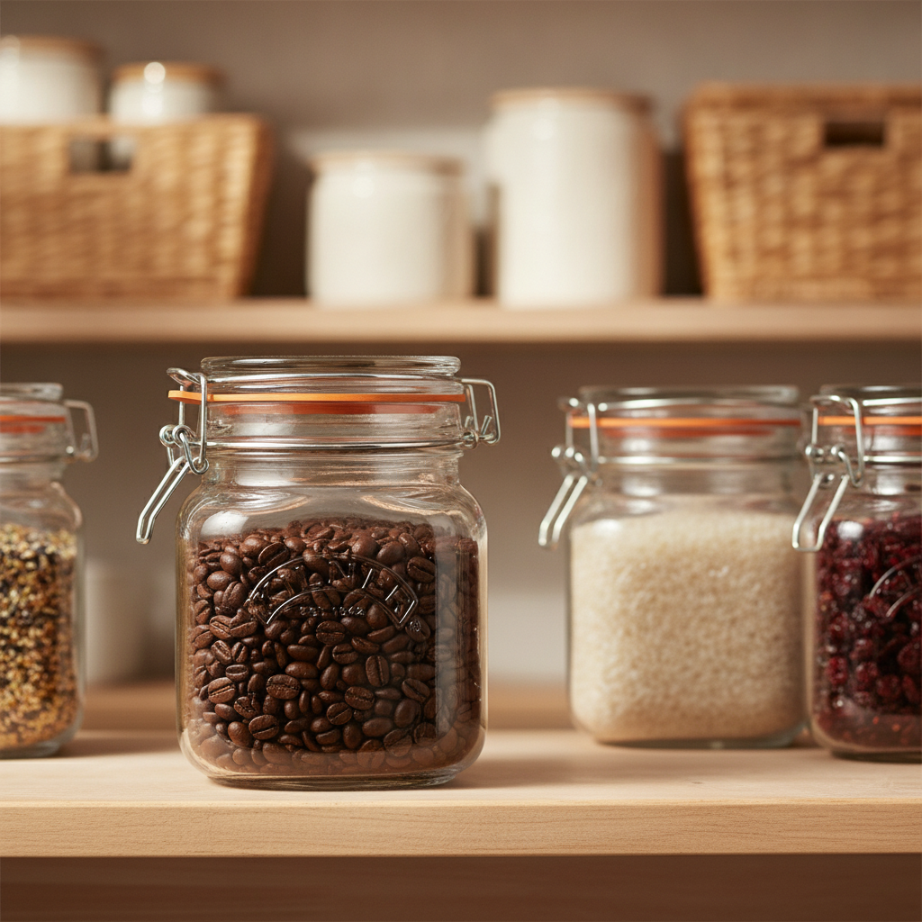 Glass Square Jar 1000ml for Pantry Storage