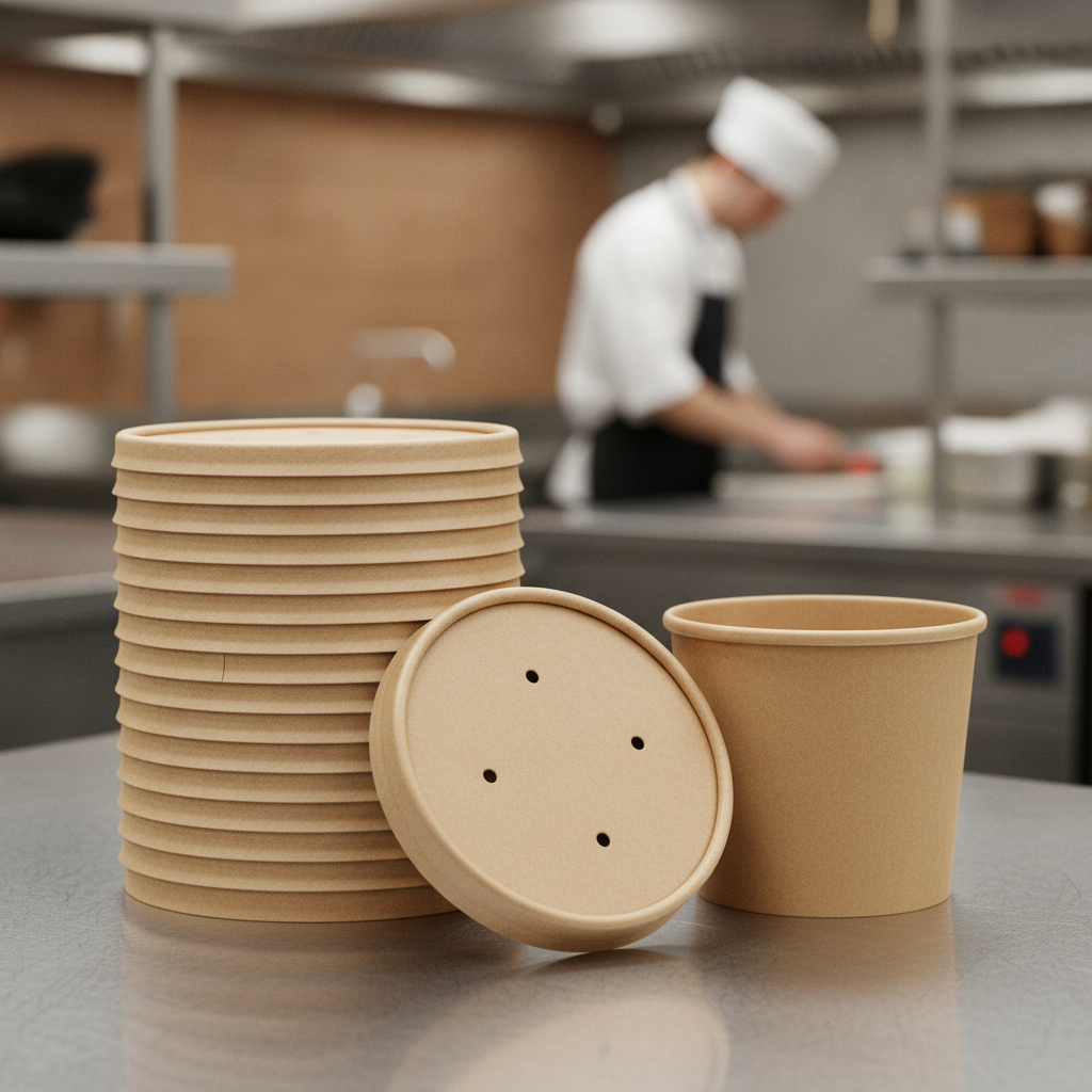 Paperboard Soup Container Lids 98mm for Takeaway Servings (Pack of 500)