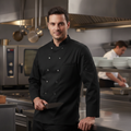 Polycotton Black Long Sleeve Chef Jacket for Commercial Kitchens