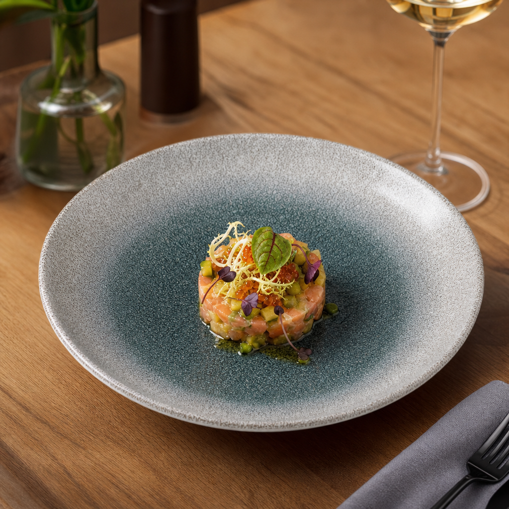 Raku Inspired Super Vitrified Ceramic Coupe Bowl 248mm for Dining & Catering