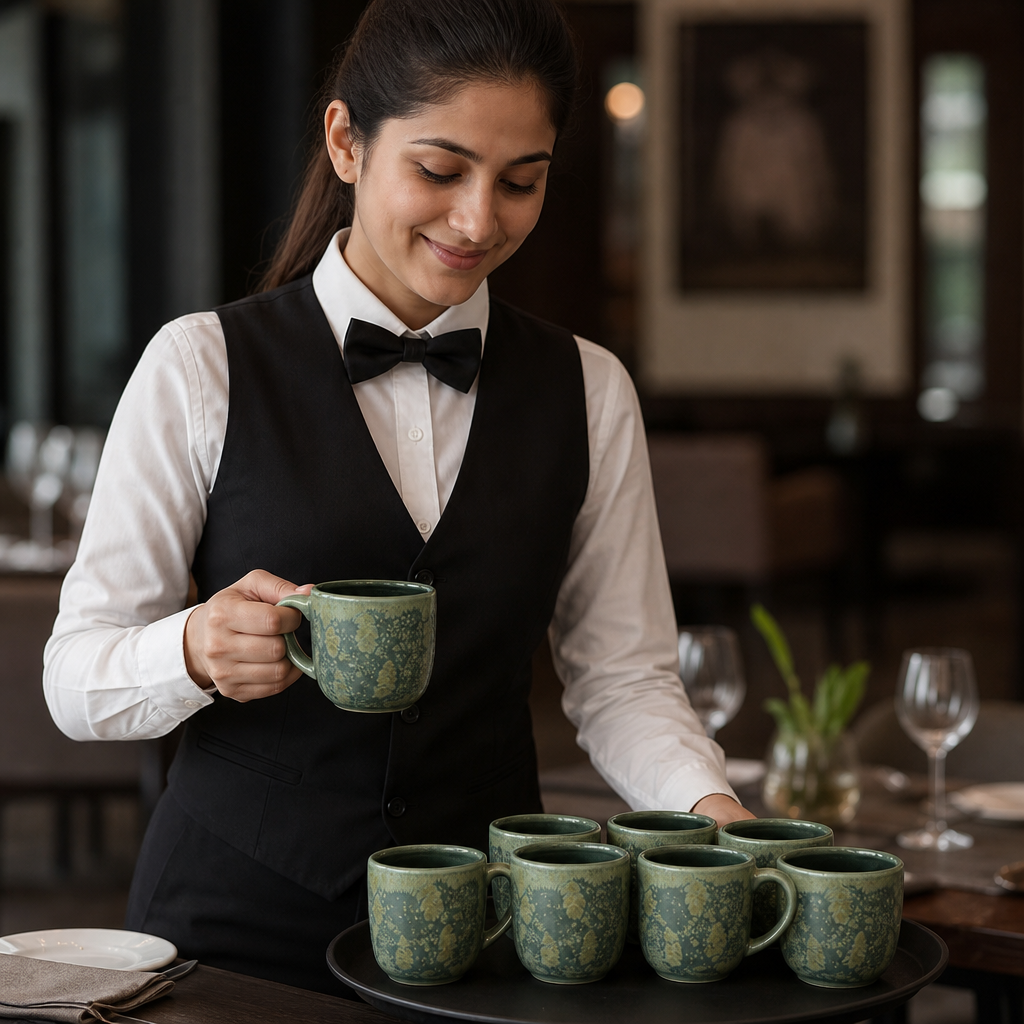 Alumina Mugs 114ml Green Vitrified Ceramic for All Courses (Pack of 12)
