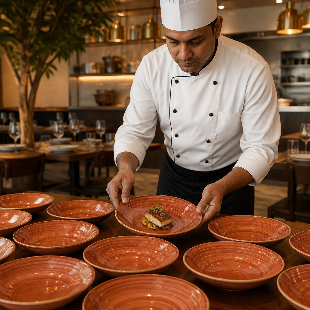 Spiced Coupe Bowls Orange Vitrified Ceramic for Dining (Pack of 12)