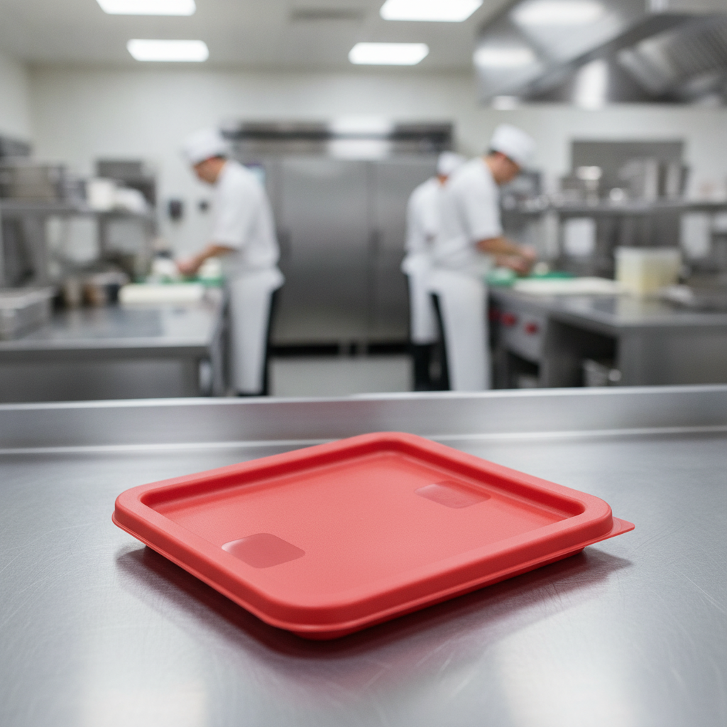 Polyethylene Square Food Storage Container Lid Red for Food Preparation