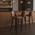 Rubber Wood Bar Chair with Bison Tan Upholstery 1030mm for Commercial Use