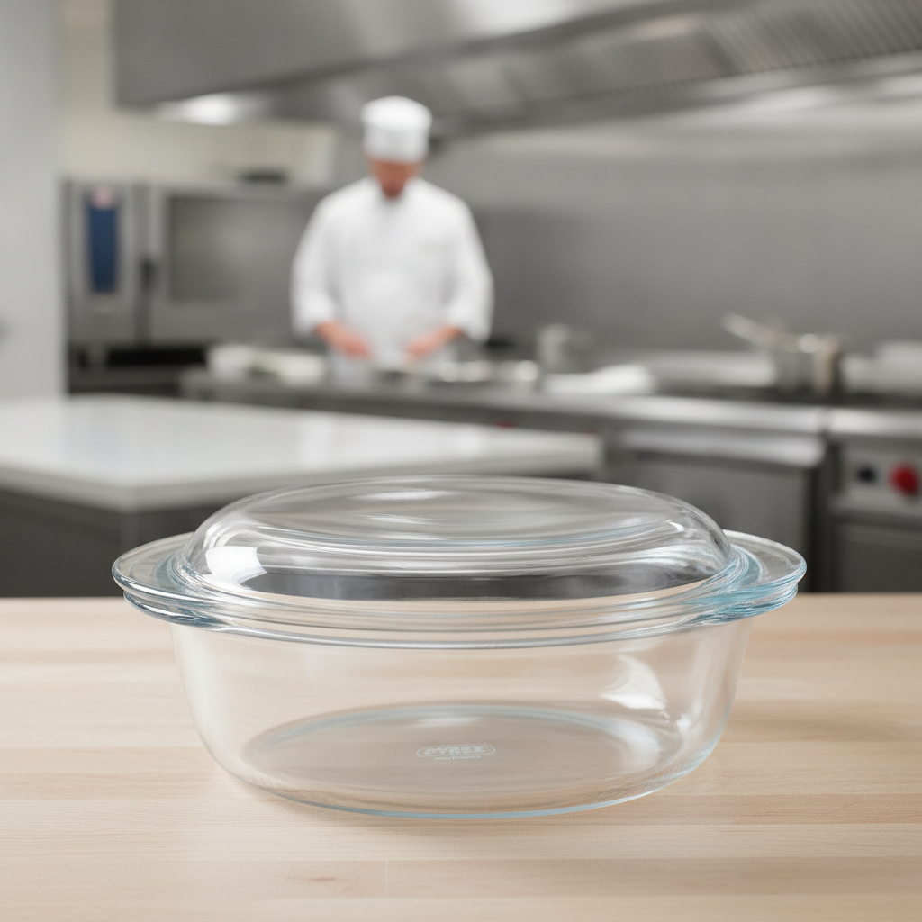 Borosilicate Glass Round Casserole Dish 2.1L for Home Cooking